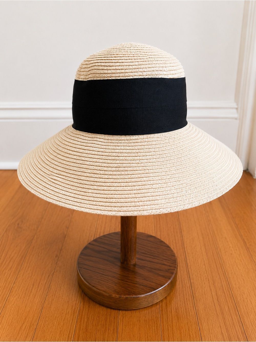 Parkhurst Wide Brim Sun Hat | NWT | Cream with Black Ribbon Bow - Picture 3 of 5